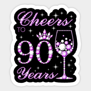 Cheers To 90 Years Old Women Purple 90Th Birthday Sticker